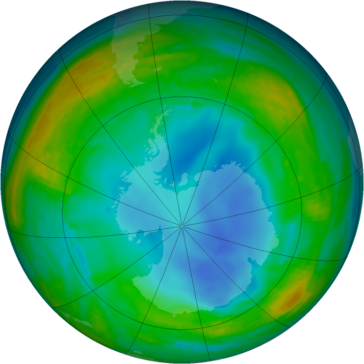 Antarctic ozone map for 19 July 1994